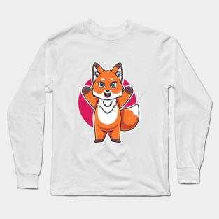 cute fox cartoon illustration vector Long Sleeve T-Shirt